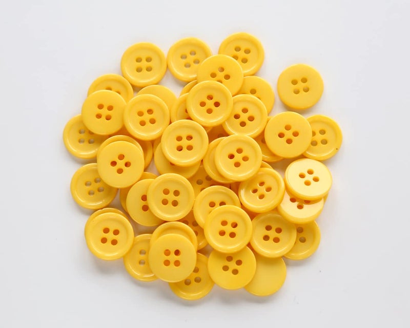 GANSSIA 5/8 Inch (15mm) Yellow Color Buttons Sewing Round Flatback Button DIY Crafts Pack of 160 PCS - Image 4